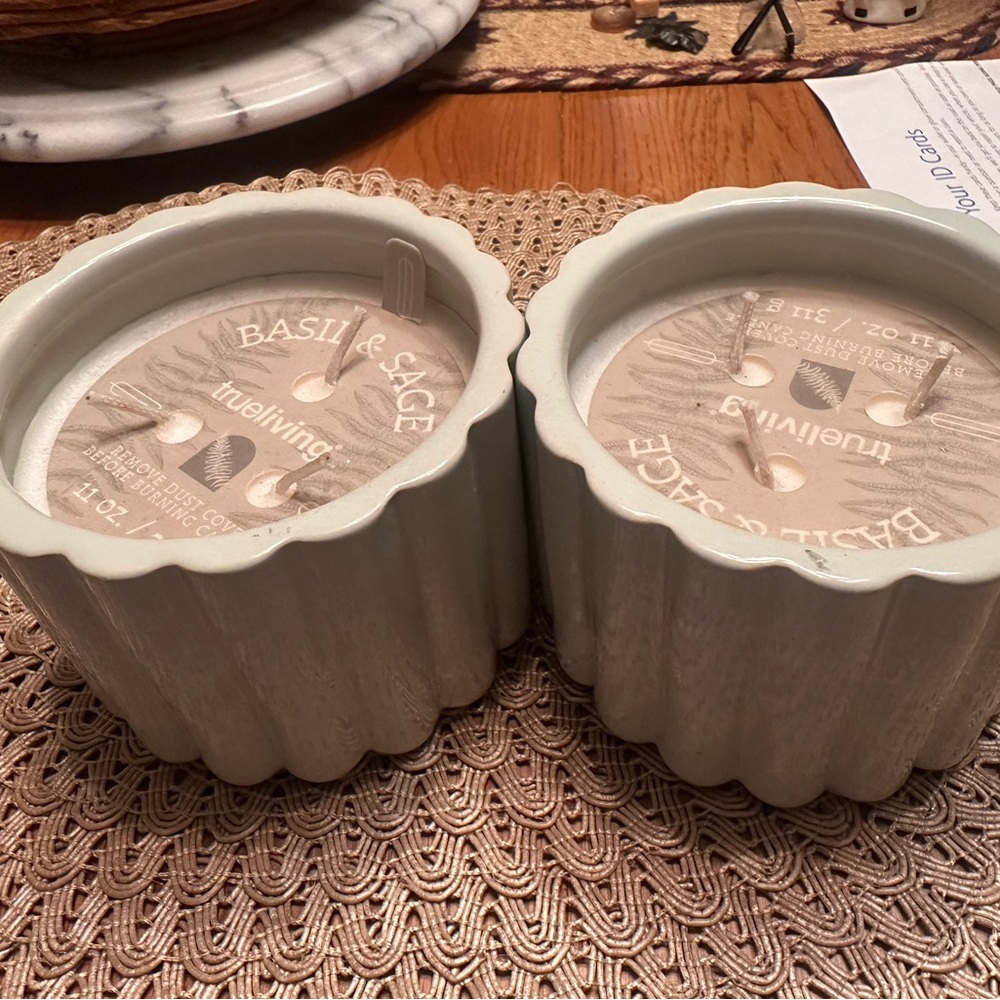 True Living Basil & Sage Candle Set 11oz each